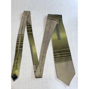 Galo Cossinni Dress Tie Mens Size 60" Green Striped 100% Silk Designer